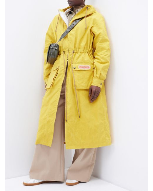 Futura Longline Waxedcotton Hooded Parka in Yellow Lyst