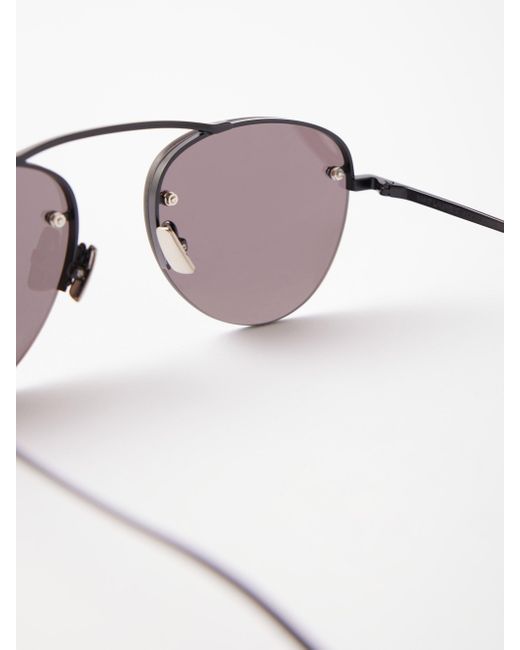 Saint Laurent Black Aviator Metal Sunglasses