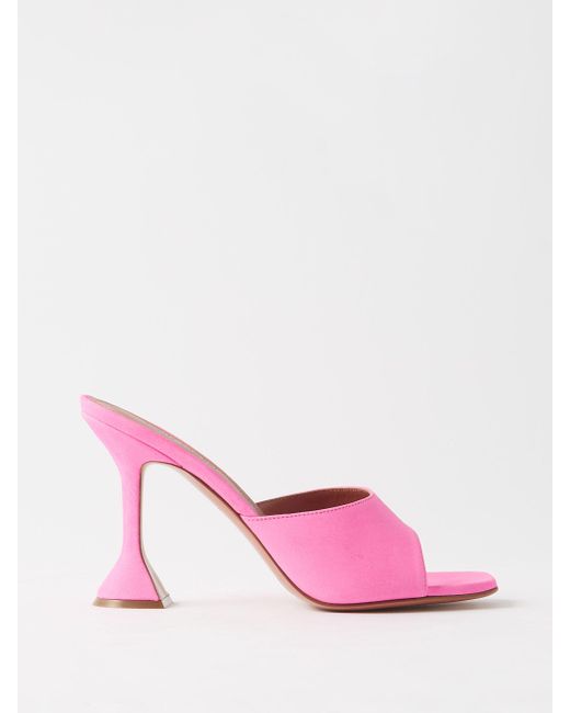 AMINA MUADDI Lupita 95 Suede Mules in Pink | Lyst