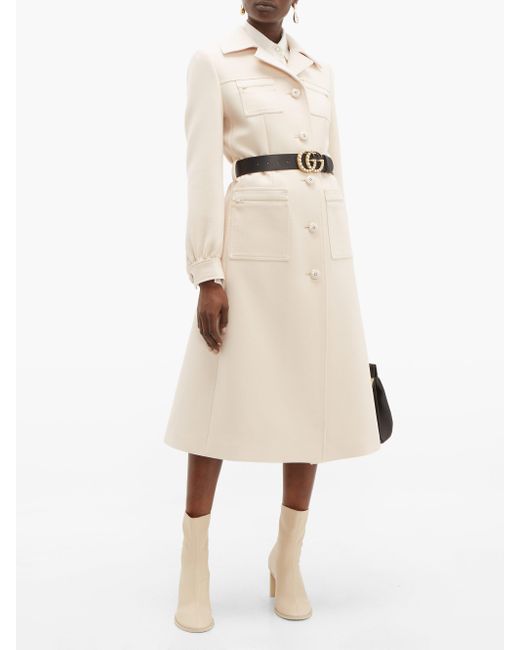 leather belt with pearl double g buckle