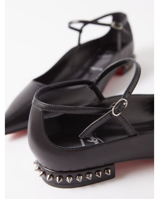 Christian Louboutin Conclusive Spike Leather Ballet Flats in White