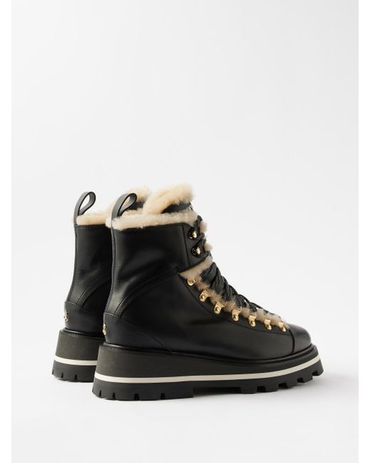 Jimmy Choo Chike Shearling-lined Leather Boots in Black | Lyst