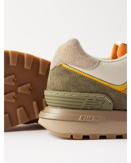 New Balance 574 Suede Leather And Mesh Trainers in Natural for