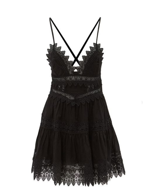 Charo Ruiz Rachel Guipure-lace Cotton-voile Mini Dress in Black - Lyst