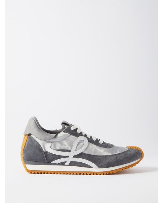 Loewe Suede Flow Runner Leather And Nylon High-top Trainers in Silver ...