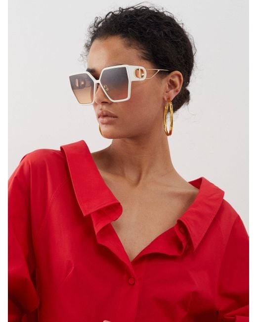Dior 30montaigne Su Oversized Acetate Sunglasses in White | Lyst Australia