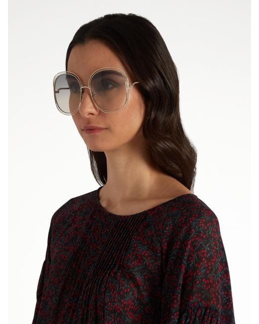 Chlo Modified Oversized Square frame Sunglasses in Metallic Lyst UK