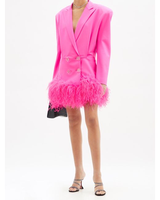 Pink Blazer Dress with Feathers – Marssiana