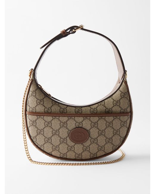 Gucci GGsupreme Canvas Halfmoon Shoulder Bag in Grey Lyst Canada