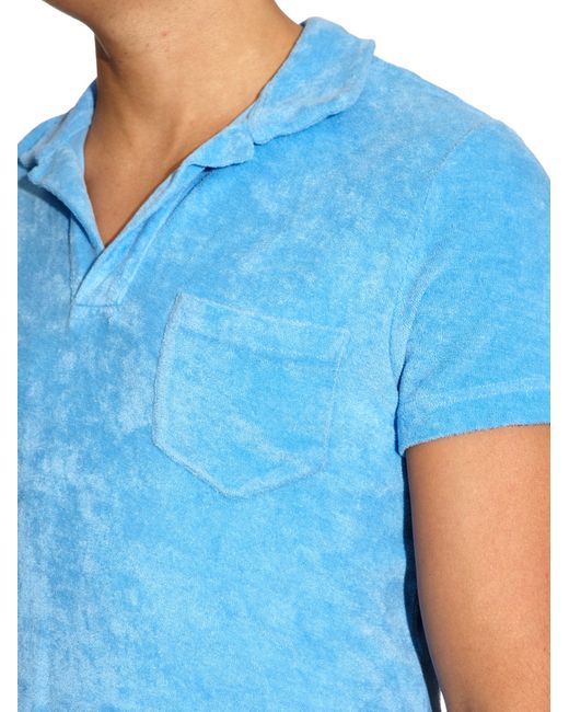 Orlebar brown Terry-towelling Cotton Polo Shirt in Blue for Men | Lyst