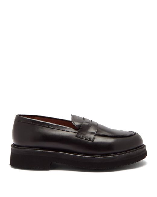 Grenson Peter Platform-sole Leather Penny Loafers in Black for Men ...