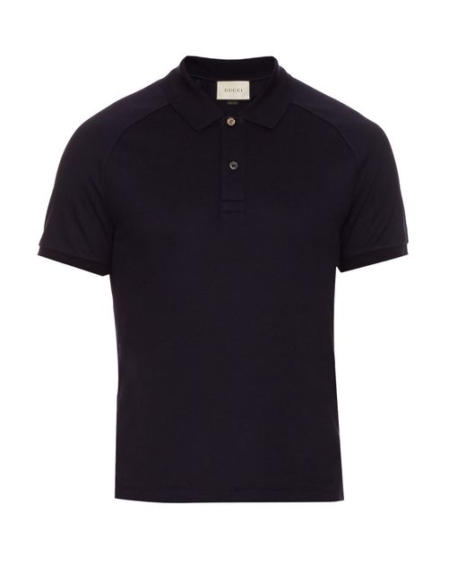 Gucci Snake-appliqué Cotton-blend Polo Shirt in Navy (Blue) for Men ...