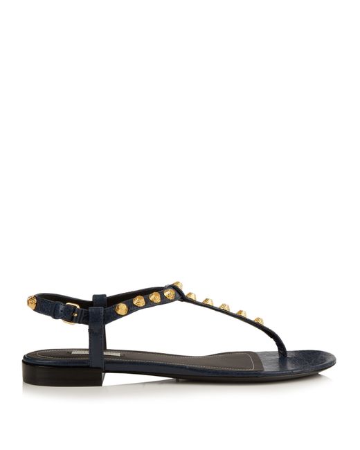 Balenciaga Arena Studded Leather Sandals in Blue | Lyst UK