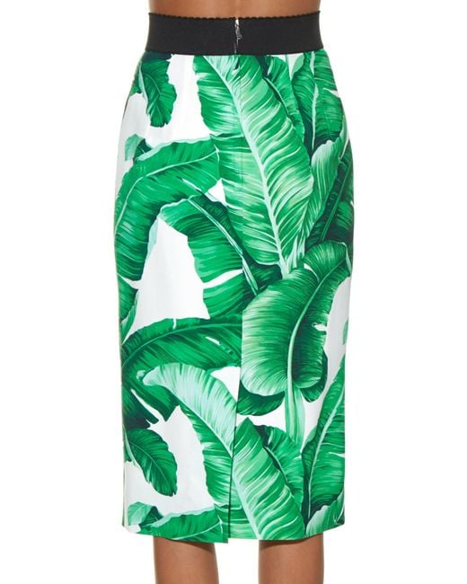 Dolce & gabbana Banana Leaf-print Pencil Skirt in Green - Save 36% | Lyst