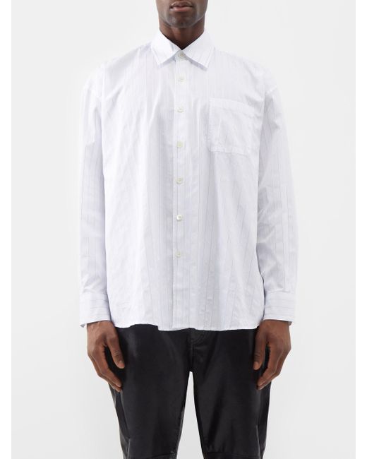 Our Legacy Borrowed Striped Cotton-poplin Shirt in White for Men | Lyst