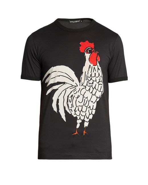Dolce & Gabbana Rooster-print T-shirt in Black for Men | Lyst