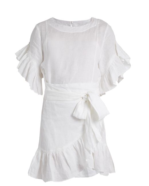 synder Mirakuløs teenager Étoile Isabel Marant Delicia Ruffled Linen Mini Dress in White | Lyst
