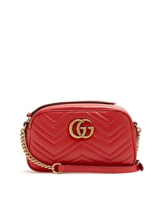 Gucci Gg Marmont Small Quilted-leather Cross-body Bag in Red | Lyst