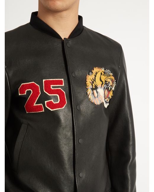 Gucci leather shop jacket tiger