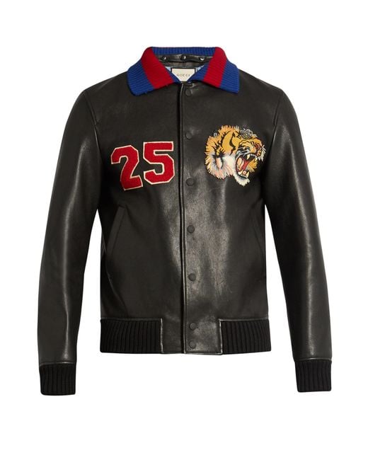 Gucci Tiger Leather Bomber Jacket • Kybershop