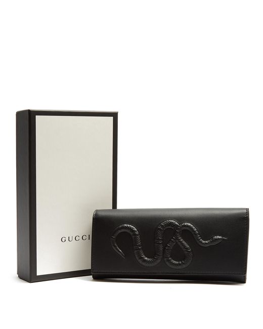 Gucci Snake-embossed Leather Wallet in Black | Lyst