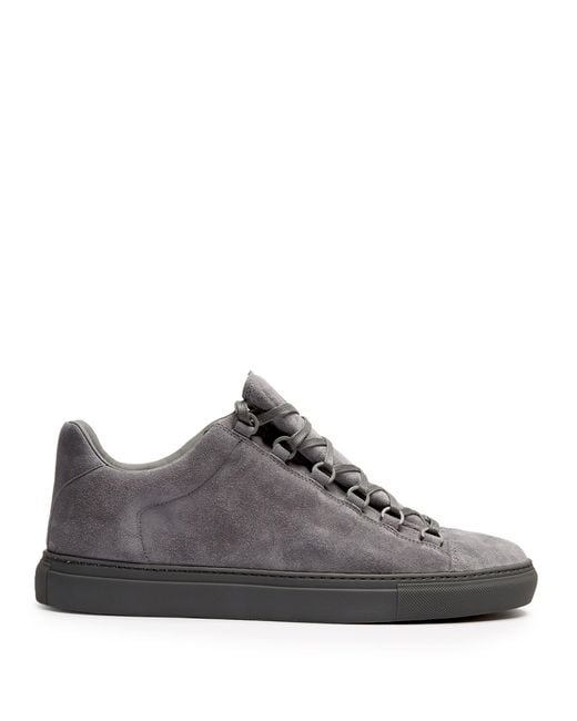 Balenciaga Arena Low-top Suede Trainers in Gray for Men | Lyst