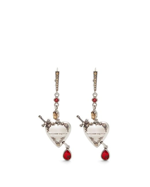 Alexander McQueen Heart Locket Earrings in Metallic | Lyst UK