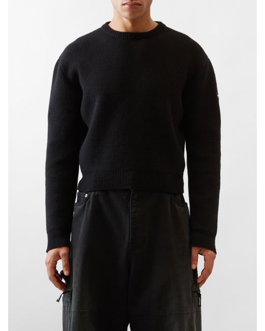 Balenciaga Logo-patch Wool-blend Sweater in Black for Men | Lyst