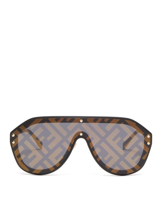 Fendi Ff Logo Aviator Sunglasses for Men | Lyst