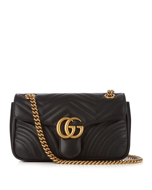 Gucci GG Marmont Small Quilted-leather Shoulder Bag in Black | Lyst