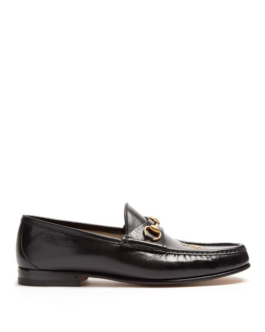 leather loafer with bee