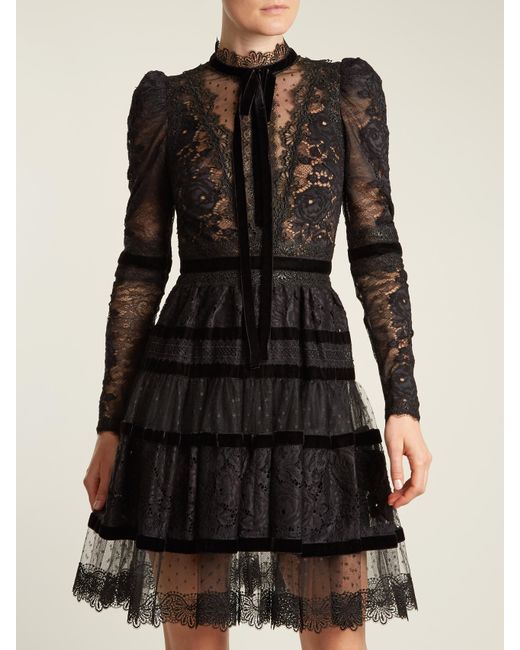 Elie saab top black lace dress