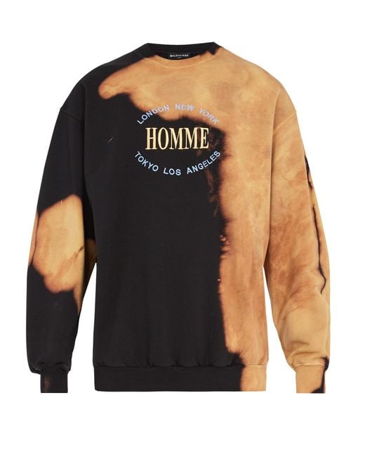 Balenciaga Homme-embroidered Bleached Cotton Sweatshirt in Black for Men |  Lyst