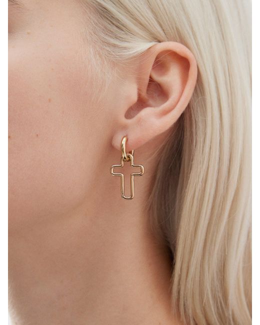 Mini hoop deals cross earrings