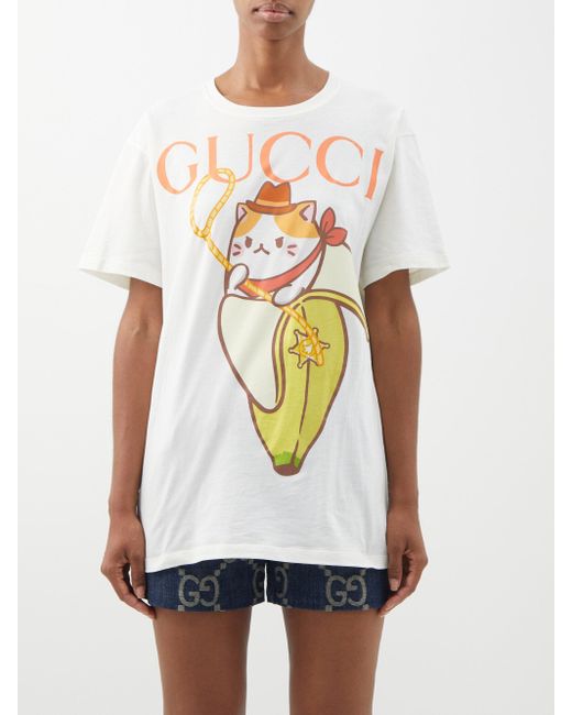 Gucci X Bananya Cotton-jersey T-shirt in White | Lyst