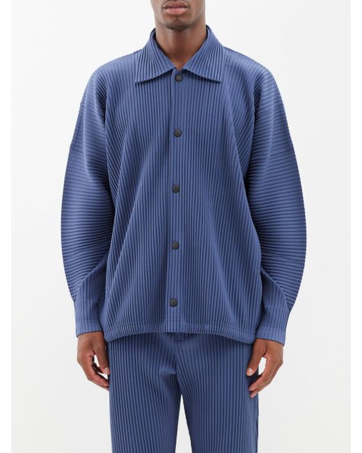 Homme Plissé Issey Miyake Blue Technical-pleated Shirt for men