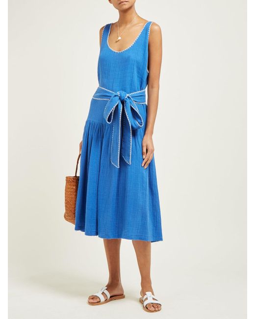 Anaak Camilla Gathered Cottongauze Dress in Blue Lyst