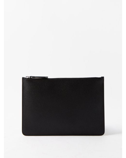 Maison Margiela Four Stitch Grained-leather Pouch in Black for Men | Lyst