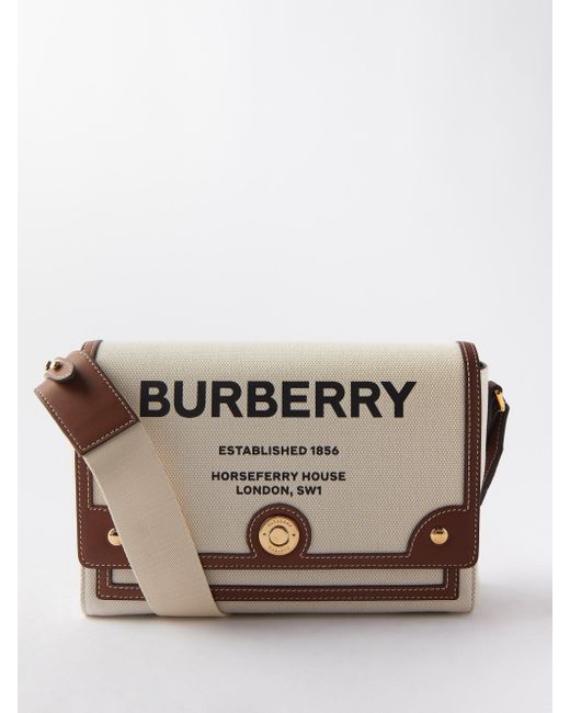 Burberry Note Medium Canvas And Leather Shoulder Bag in Cream (Natural) Lyst Canada