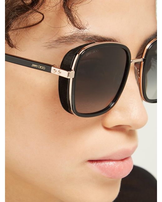 Jimmy Choo Elva Square Frame Sunglasses in Black | Lyst UK