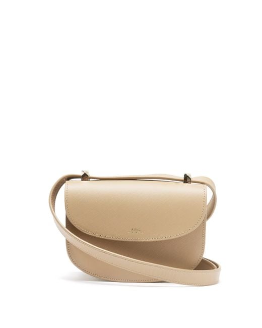 A.P.C. Genève Mini Saffiano-leather Cross-body Bag in Natural | Lyst