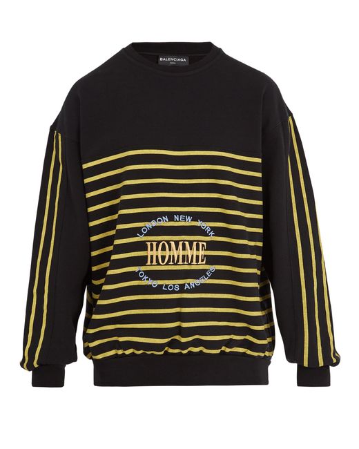 Balenciaga Striped-print Homme-embroidered Cotton Sweatshirt in Black  Stripe (Black) for Men | Lyst
