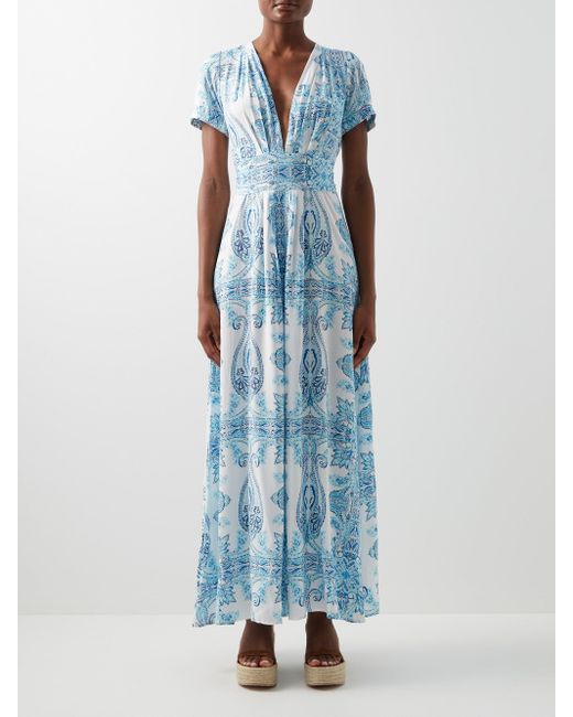Melissa Odabash Petunia Tropical-print Voile Dress in Blue Print (Blue ...