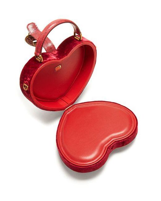Dolce & Gabbana Crystal-embellished Heart-shaped Bag in Red | Lyst UK