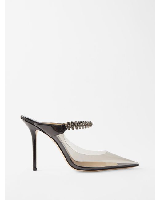 Jimmy Choo Bing 100 Crystalembellished Pvc And Leather Pumps in White
