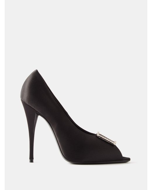embellished satin pumps