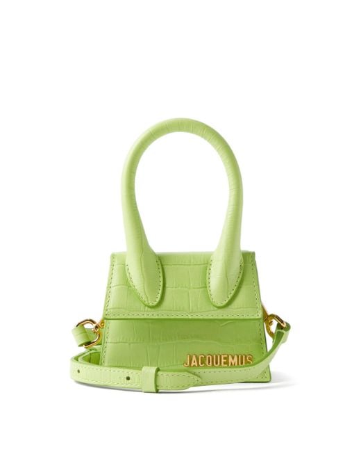 Jacquemus Chiquito Mini Crocodileeffect Leather Bag in Light Green