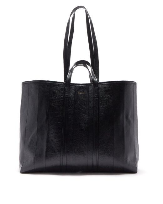 Balenciaga Barbès Cracked-leather Tote Bag in Black for Men | Lyst
