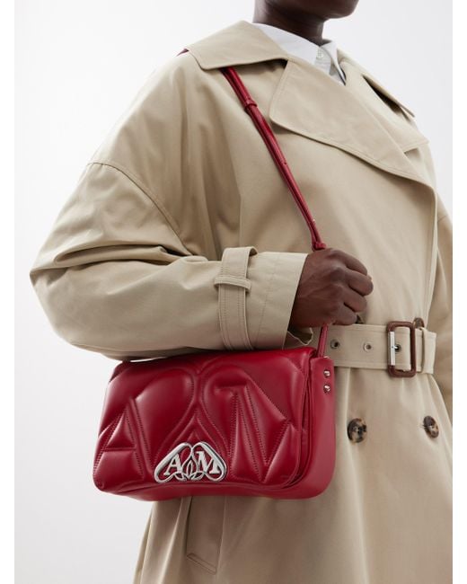 Alexander McQueen The Seal Small Quiltedleather Shoulder Bag in Red Lyst