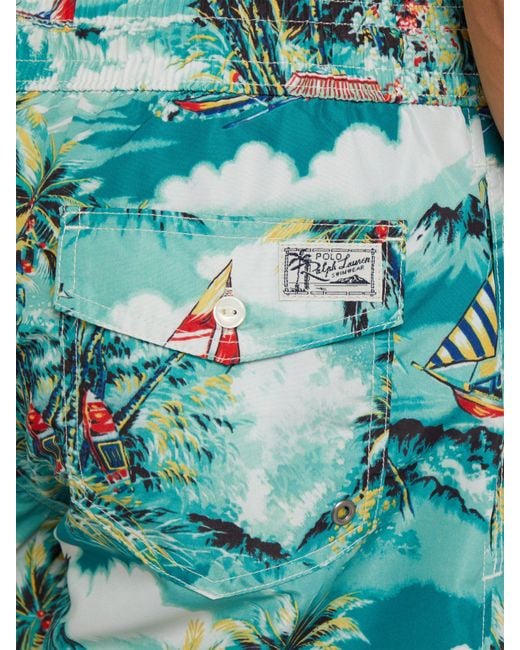 Polo Ralph Lauren Hawaii Print Swim Shorts in Green for Men | Lyst